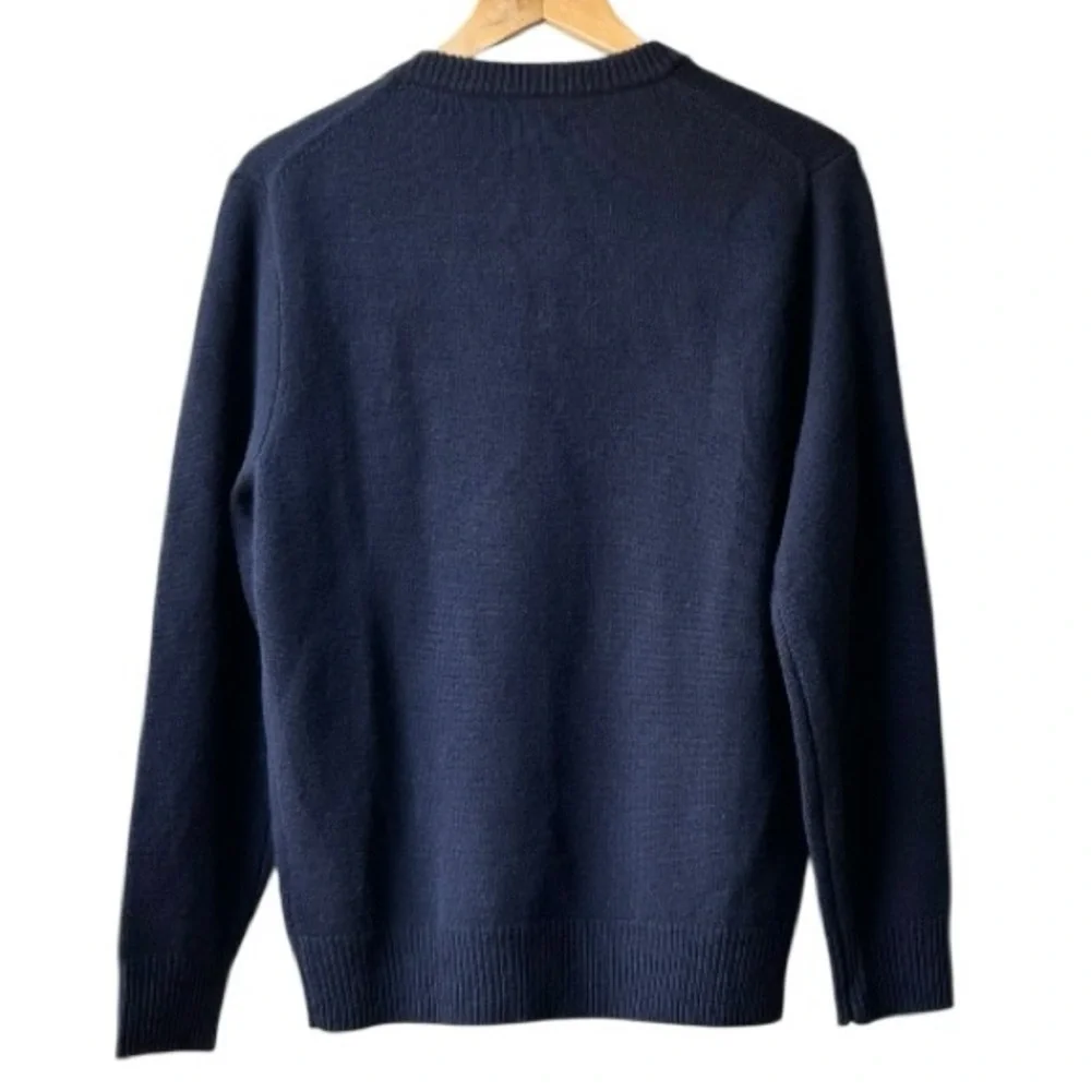 NWT J.Crew $278 Relaxed midweight cashmere V-neck sweater Navy Abyss Blue Sz S